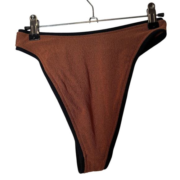 New Same Los Angeles Grace Bikini Bottom Burnt Sienna Black Small High Cut - Picture 6 of 9